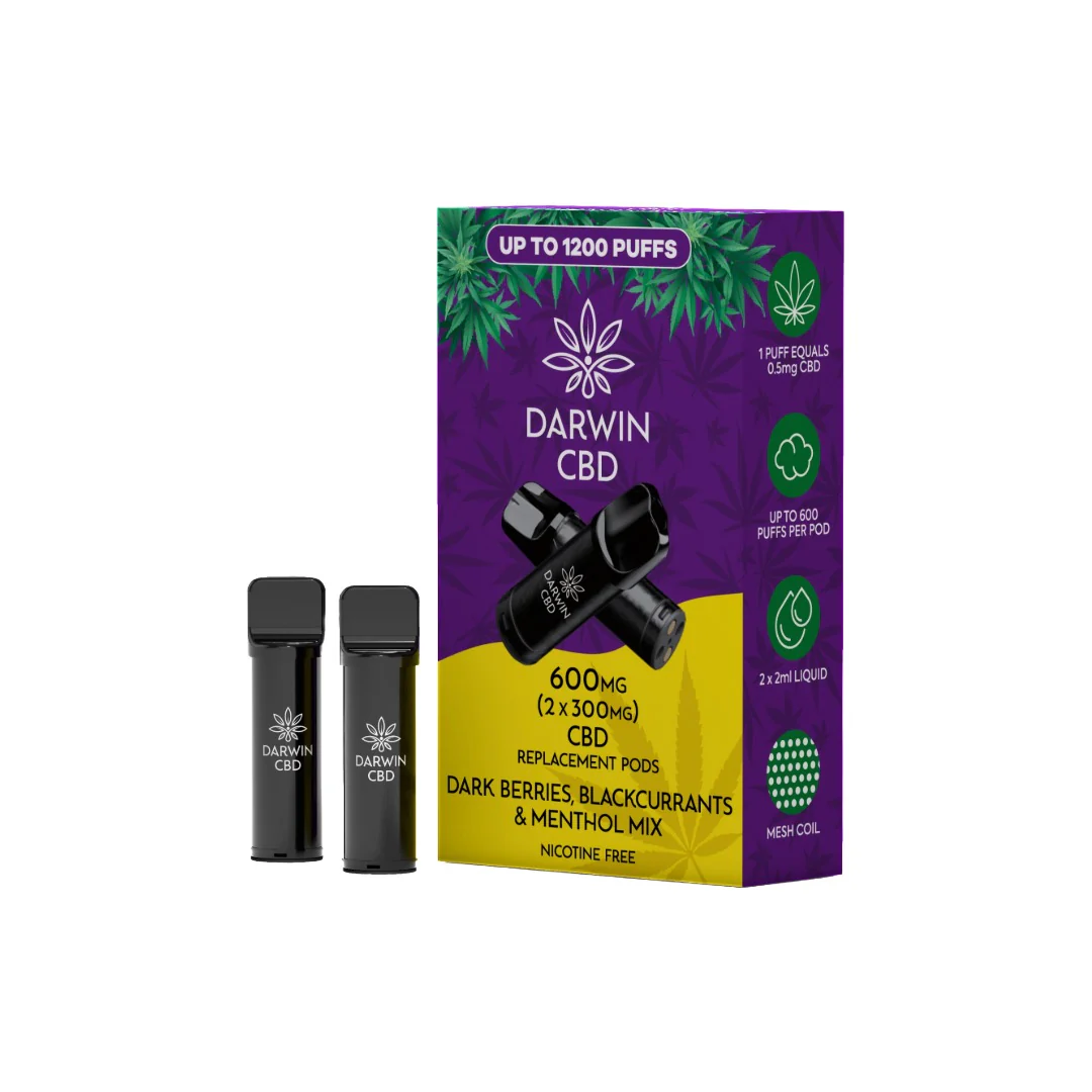 600mg Darwin CBD Prefilled Replacement Pods 1200 Puffs - 2 Pcs - Image 8