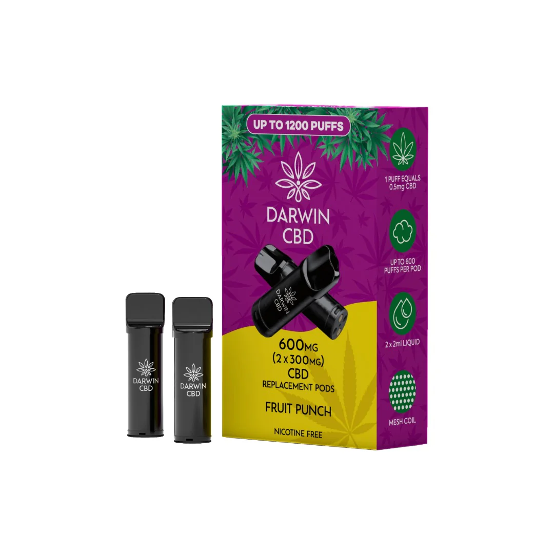 600mg Darwin CBD Prefilled Replacement Pods 1200 Puffs - 2 Pcs - Image 9