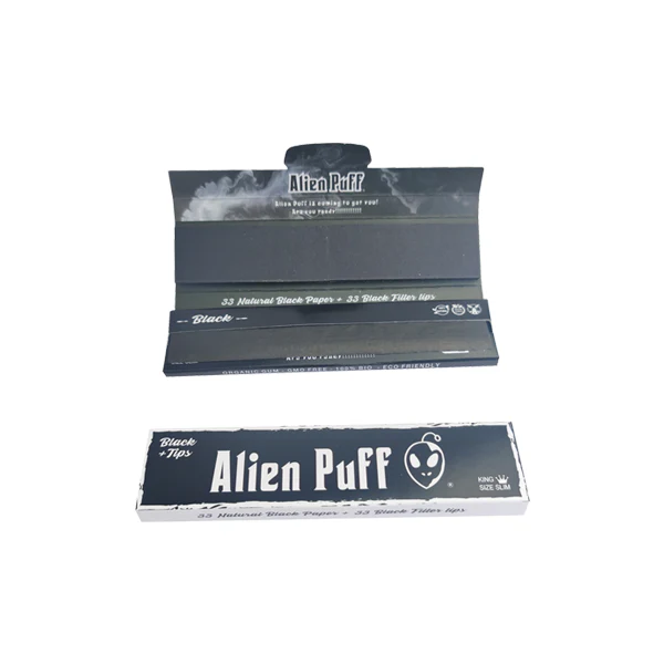 33 Alien Puff King Size Black Rolling Papers With Tips ( HP2216 ) - Image 2