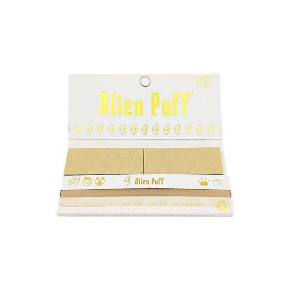 33 Alien Puff White & Gold King Size Unbleached Brown Rolling Papers ( HP109 ) - Image 2