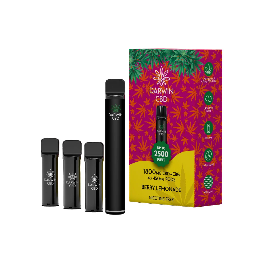 1800mg Darwin CBD + CBG 4 in 1 Pod Vape Kit 2500 Puffs - Image 2