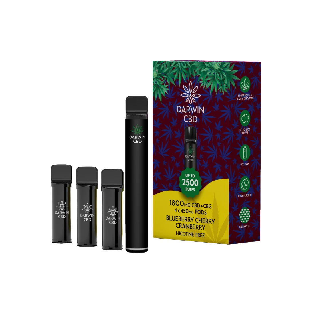 1800mg Darwin CBD + CBG 4 in 1 Pod Vape Kit 2500 Puffs - Image 4