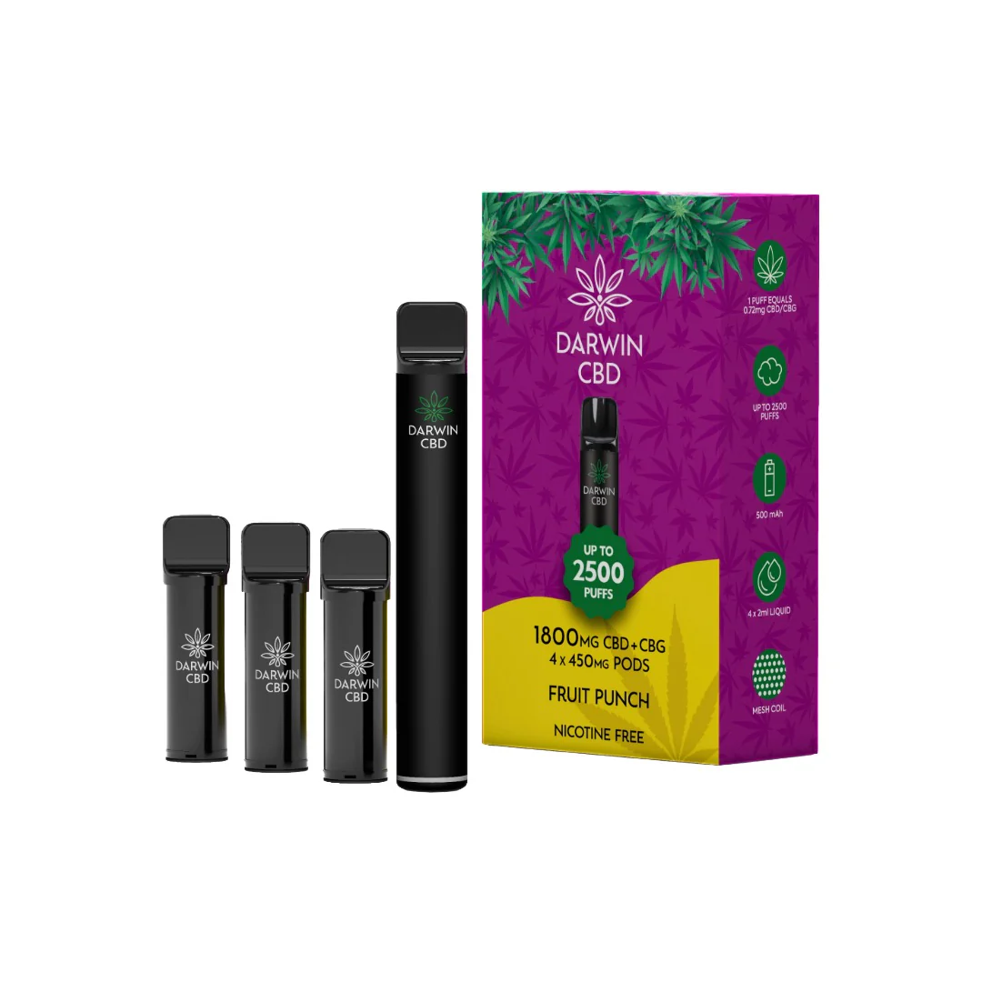 1800mg Darwin CBD + CBG 4 in 1 Pod Vape Kit 2500 Puffs - Image 7