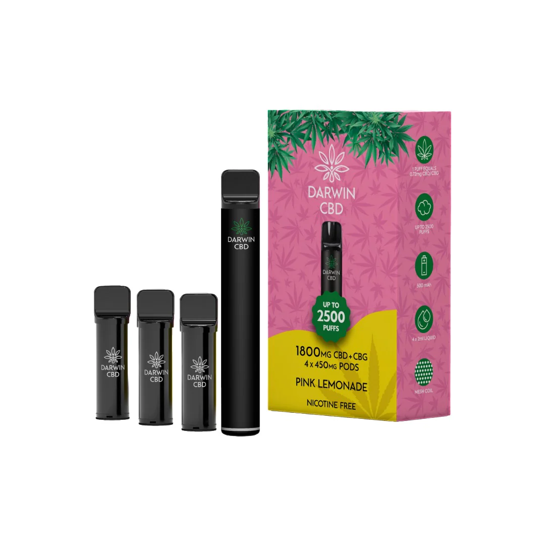 1800mg Darwin CBD + CBG 4 in 1 Pod Vape Kit 2500 Puffs - Image 9