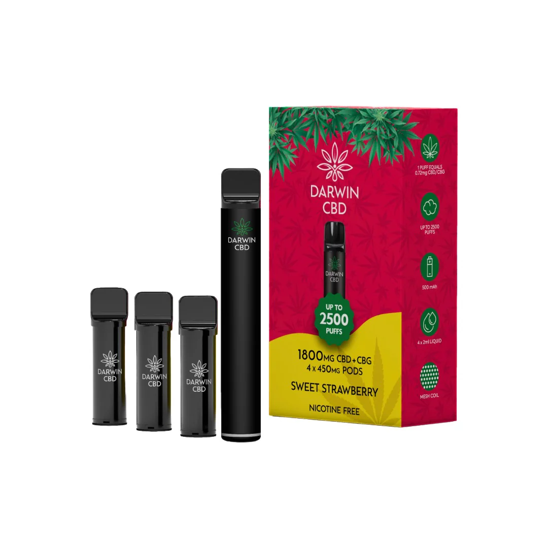 1800mg Darwin CBD + CBG 4 in 1 Pod Vape Kit 2500 Puffs - Image 11
